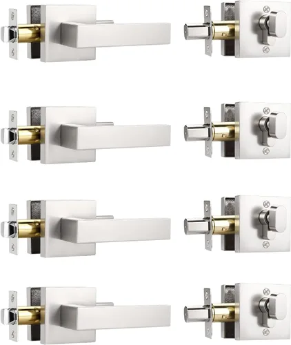 Miniatura 22 de KNOBWELL - Pomo resistente para puertas exteriores con cerradura de seguridad de doble llave y cuadrada; juego de picaportes para puertas