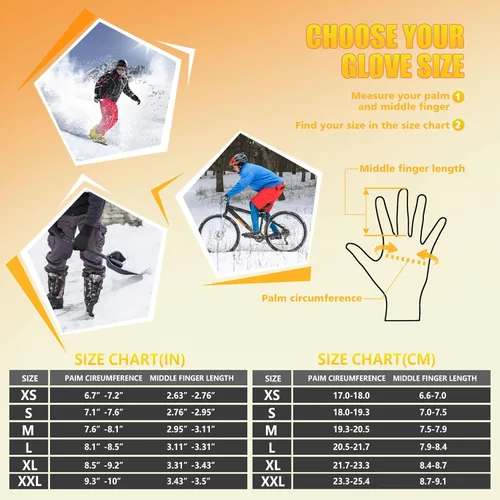 Miniatura 6 de ihuan Guantes de invierno impermeables a prueba de viento para hombre y mujer, guantes cálidos para clima frío, dedos con pantalla táctil