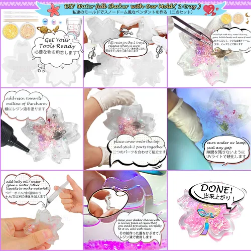 Miniatura 8 de Funshowcase Paquete de moldes de silicona para coctelera de resina, suministros de joyería, 132 kits