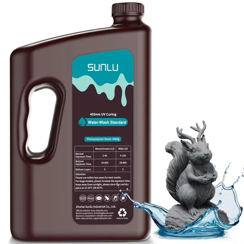 Miniatura 23 de SUNLU - Resina lavable al agua de 1000 g, resina de impresora 3D de curado rápido para impresoras 3D de resina LCD DLP SLA, resina de fotopolímero