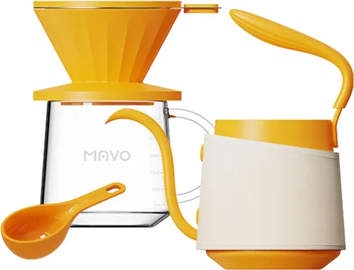 Miniatura 9 de Juego de cafetera para verter sobre tetera, gotero de café, servidor de café de vidrio con escala, filtro de acero inoxidable (verde)