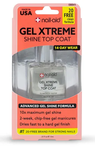 NAIL-AID Gel Xtreme Shine Top Coat, transparente, 0.55 onzas líquidas