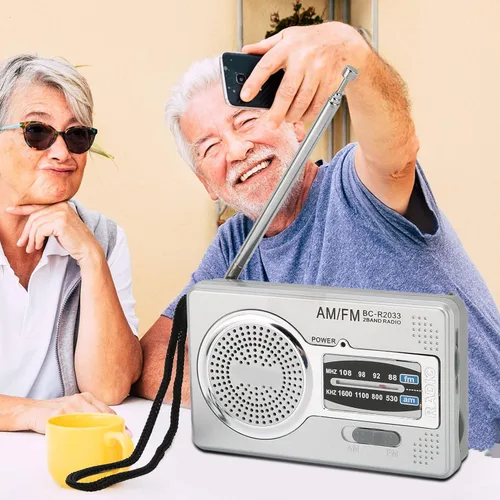 Miniatura 5 de Radio portátil, radio de bolsillo AM FM, funciona con pilas, altavoz premium, conector para auriculares, adecuado para regalos, ancianos, familia