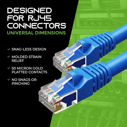 Miniatura 7 de GearIT Paquete de 20 cables de conexión Ethernet Cat5e de 5 pies, cable de red LAN RJ45 sin enganches, color azul