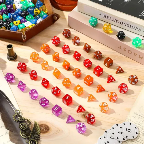 Miniatura 6 de 105 piezas, conjuntos de dados a granel, dados poliédricos con bolsa con cordón, juego de mesa de rol múltiple D4 D6 D8 D10 D% D12 D20