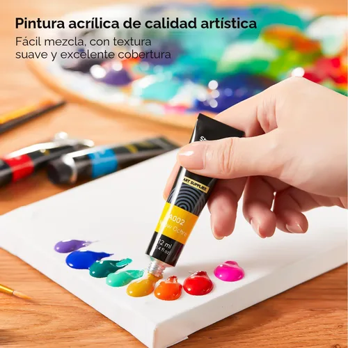 Miniatura 5 de Shuttle Art Juego de pintura acrílica, tubos de 15 x 0.4 fl oz, calidad de artista, pigmentos ricos no tóxicos, colores perfectos para niños