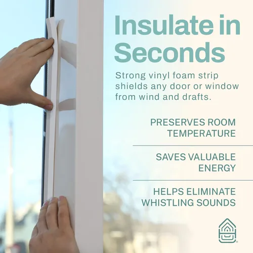 Miniatura 3 de Sello de aislamiento de 33 pies para puertas y ventanas, resistente a la intemperie, sello autoadhesivo de 3/16 pulgadas x 3/8 pulgadas, cinta Blanco