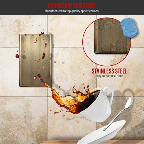 Miniatura 3 de ENERLITES Placa de Pared Metálica para Dispositivo Ciego, Resistente a la Corrosión, Tamaño 1-Gang 4.50" x 2.76", Acero Inoxidable 201, 7701-AB