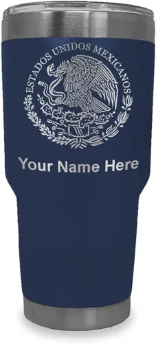 Miniatura 32 de LaserGram Vaso aislado al vacío de 20 onzas, bandera de México, grabado personalizado incluido (gris)