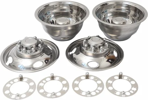 Simulador completo de ruedas de acero inoxidable pulido de 16 pulgadas, 8 lengüetas, 4 agujeros de mano, para Chevy GMC 3500 1974-2000, Ford F350