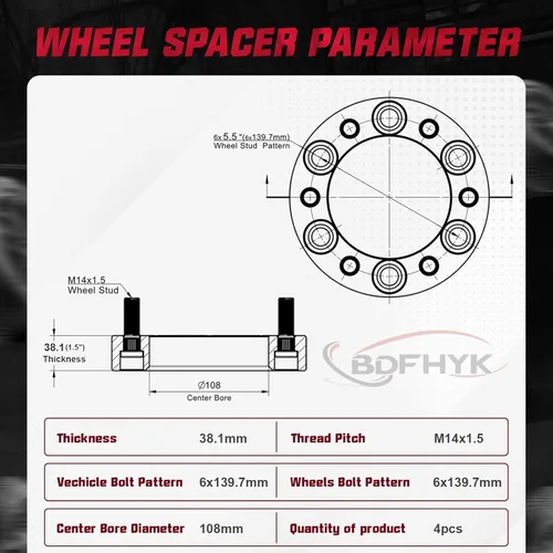 Miniatura 3 de BDFHYK Espaciadores de rueda 6x5.5 Espesor 1.5 pulgadas Compatible con Chevy Silverado 1500 1999-2022 Avalanche Suburban Tahoe GMC Sierra 1500 K1500
