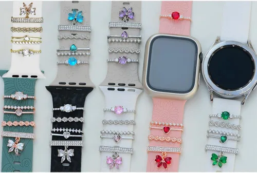 Miniatura 4 de Abalorio de Correa de Reloj, Anillos Decorativos Compatibles con Correas de Silicona de Apple para Mujeres 49mm 45mm 44mm 42mm 41mm 40mm 38mm