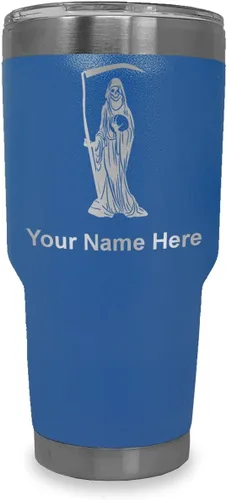 Miniatura 34 de LaserGram Vaso aislado al vacío de 20 onzas, Santa Muerte, grabado personalizado incluido (negro)