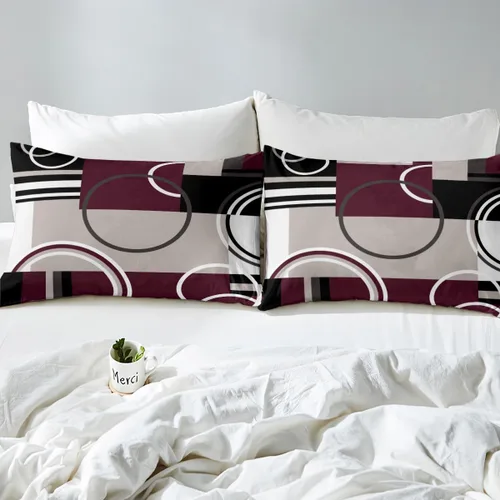 Miniatura 5 de Erosebridal Juego de sábanas modernas de rayas geométricas, color morado, gris, negro, tamaño individual, retro, círculo, espirales, juego de ropa