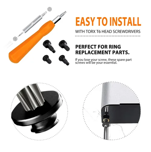 Miniatura 3 de Tornillos de repuesto para timbre – Destornillador naranja T6 T15 y + 20 tornillos para timbre de 2ª generación y Pro