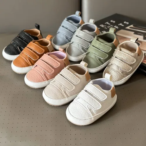 Miniatura 2 de QWZban Zapatos de bebé para niños y niñas, zapatillas de deporte con suela de goma antideslizante, para cuna de bebé, zapatos de vestir