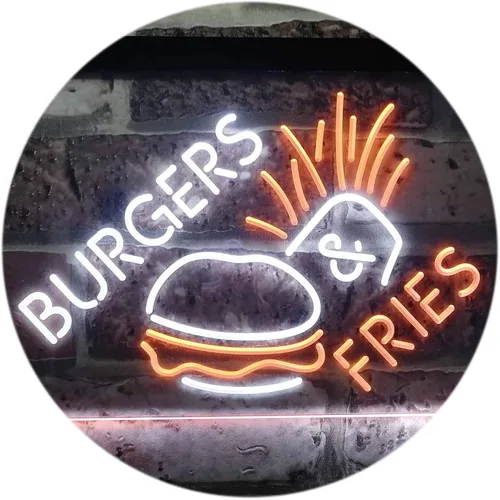 Miniatura 11 de ADVPRO Burgers & Fries Fast Food Open Shop - Letrero de neón LED de doble color, azul y rojo, 16 x 12 pulgadas, st6s43-i3192-br