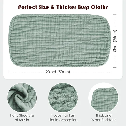Miniatura 4 de Spotted Play Paños de muselina para eructos, 100% algodón, grandes, 20''x10'', extra suaves y absorbentes, paños de lavado para bebés, trapos