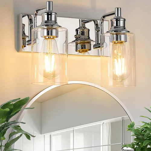 Miniatura 10 de Lámparas de baño de 3 luces, modernas luces de tocador negras para accesorios de iluminación de baño, accesorios de iluminación sobre espejo