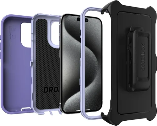 Miniatura 4 de OtterBox Funda para iPhone 15 Pro (solamente) Defender Series - Mountain Majesty (púrpura), sin pantalla, resistente y duradera, con protección