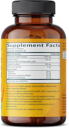 Miniatura 2 de Futurebiotics Glucosamina, condroitina, cúrcuma y MSM fórmula avanzada para articulaciones, apoya articulaciones saludables y movilidad, sin OMG, 90