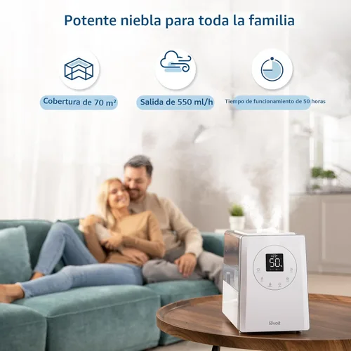 Miniatura 4 de LEVOITHumidificadores para habitación de habitación grande de dormitorio, WiFi inteligente Control de Alexa, 6L Top Relleno fresco y fresco Niebla
