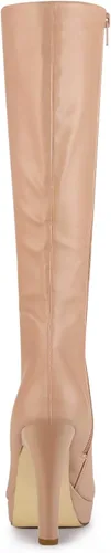 Miniatura 4 de Allegra K Botas altas hasta la rodilla con plataforma de tacón grueso y punta redonda para mujer