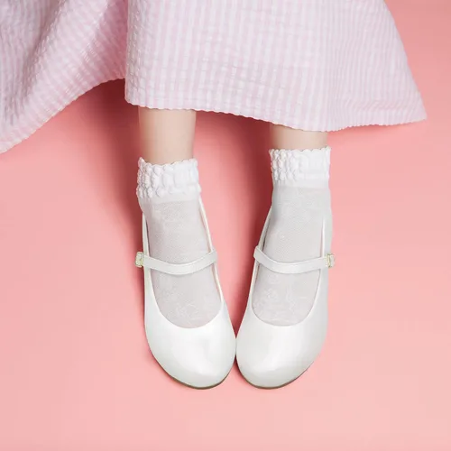 Miniatura 2 de MIXIN Zapatos de vestir Mary Jane para niñas, zapatos de bailarina de princesa, zapatos de tacón bajo para fiesta escolar, boda, zapatos de regreso