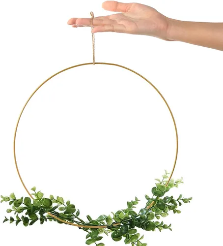 Miniatura 3 de ZOOFOX Paquete de 12 centros de mesa de aro floral de metal con soporte, aro de metal grande de 12 pulgadas para manualidades, anillos de aro