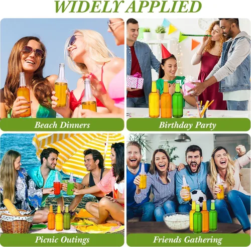 Miniatura 7 de Patelai 24 botellas de vino de plástico con tapas de 11 onzas de cuello largo, botellas de plástico de cuarto de galón con tapas de rosca