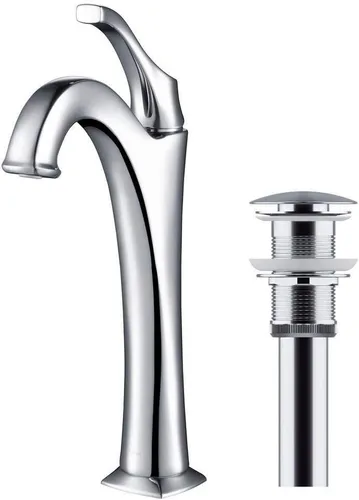 Miniatura 12 de KRAUS KBF-1201SFS Arlo Grifo de lavabo de una sola manija para baño con drenaje de varilla de elevación y placa de cubierta, acero inoxidable Acero