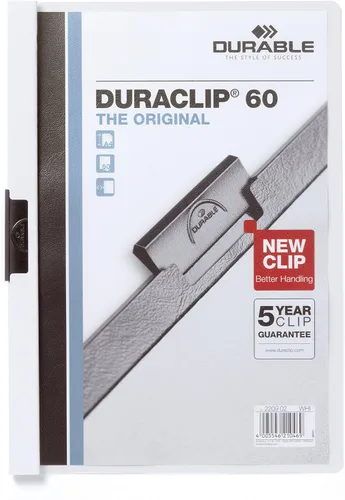 Miniatura 5 de Durable DURACLIP 60 carpetas de clip A4 con capacidad para hasta 60 hojas de papel A4, clip de resorte de metal resistente, paquete de 5 carpetas