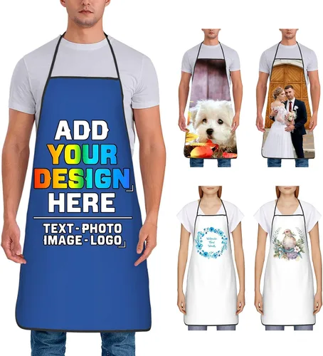 Miniatura 20 de Delantal personalizado para mujer, personalizado para añadir tu propio nombre, texto, logotipo, foto, chef, delantal de cocina para barbacoa