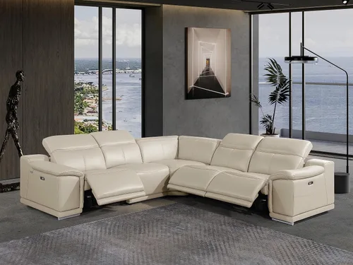 Miniatura 64 de BlackJack Furniture Venice - Juego de sofá reclinable seccional de cuero italiano de grano superior de 12 piezas con 4 reclinables eléctricos