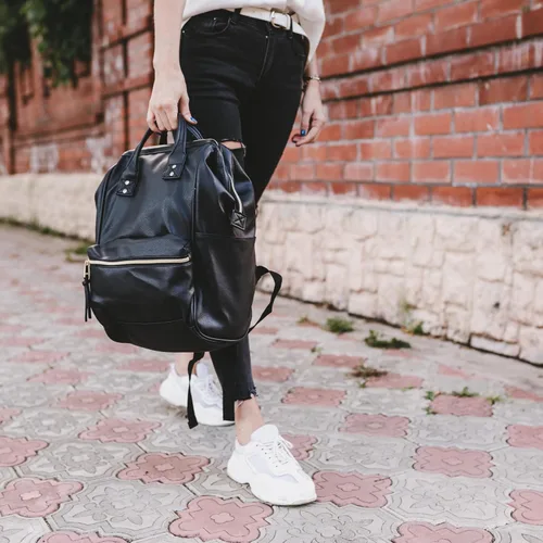 Miniatura 6 de Kah&Kee - Mochila de cuero con compartimento para laptop, ideal para viajes, escuela, para mujeres y hombres, Negro), PU1211