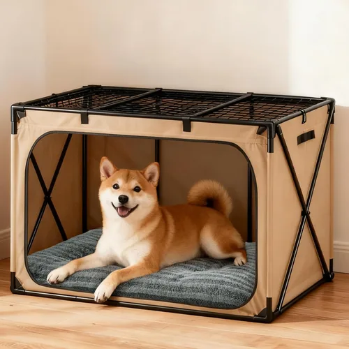 Miniatura 4 de FURTIME Cama Lavable para Perros de Tamaño Grande, Camas de Jaula para Perros de Lujo, Almohada Cómoda y Esponjosa para Perros, Alfombrilla Gris