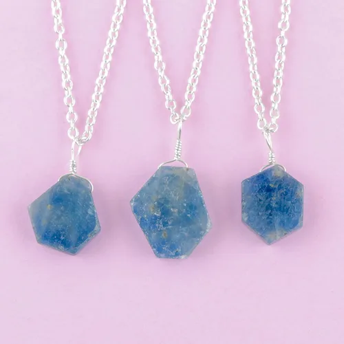 Miniatura 3 de Collar con colgante de zafiro azul crudo natural, piedras de calidad AAA, joyería de piedra natal de septiembre, chapado en plata, collar hecho a