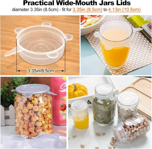Miniatura 3 de Tapas de silicona para latas de alimentos para mascotas (paquete de 8, 2.6 pulgadas + 3.3 pulgadas), tapas de silicona reutilizables sin BPA