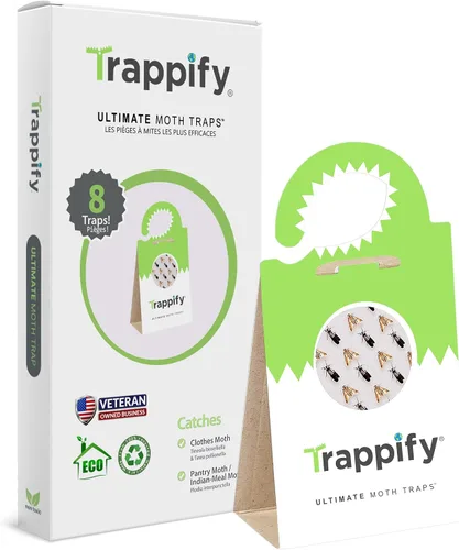 Miniatura 10 de Trappify Trampas adhesivas para polillas para ropa, trampas para polillas de despensa de monitoreo para interiores de casa, trampa de pegamento