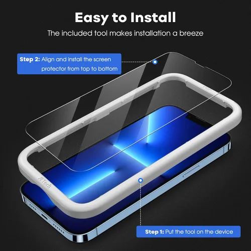 Miniatura 4 de JETech Protector de pantalla de cobertura completa para iPhone 13 Pro Max de 6.7 pulgadas, película de vidrio templado con herramienta de fácil