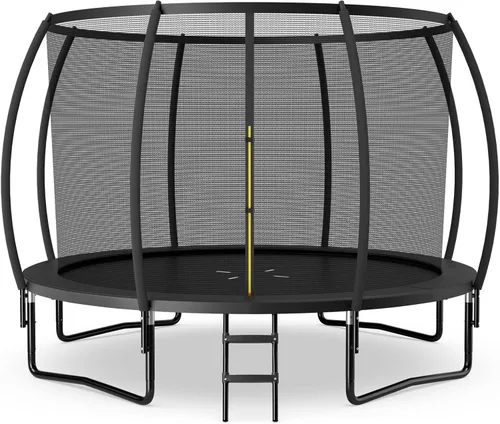 Miniatura 10 de Goplus Trampolines recreativos de 8 pies, 10 pies, 12 pies, 400 libras, trampolín para exteriores con cierre, escalera antideslizante, tecnología