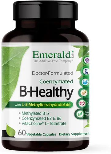 EMERALD LABS B-Healthy - Complejo vegano de vitamina B - Incluye ácido fólico metilado y vitaminas B de espectro completo - Apoya la salud