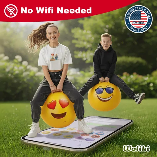 Miniatura 4 de Waliki Emoji 3 Pelota de Ejercicio y Fitness, 18"/45cm, Tamaño Perfecto para Niños de 3 a 6 Años, Fácil de Inflar, Probada en Seguridad