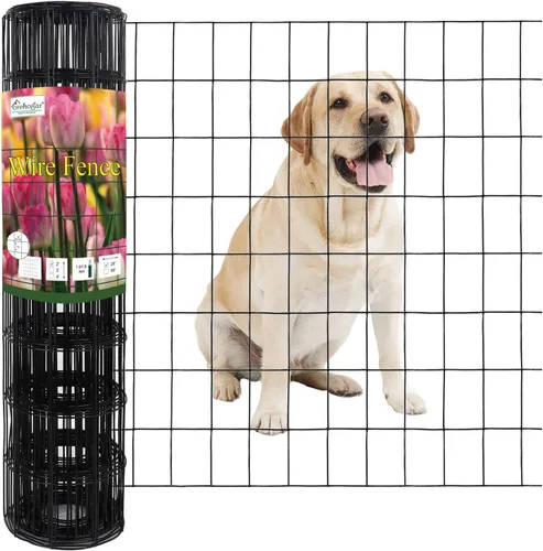 FOREHOGAR Valla de alambre soldada con revestimiento de PVC negro de 24 pulgadas x 25 pies, 2 pulgadas x 3 pulgadas 16GA, rollo de cercado de borde
