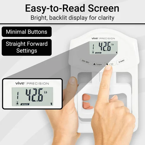 Miniatura 7 de Vive Precision Probador de fuerza de agarre, dinamómetro de agarre de mano, medidor de medición de agarre digital de mano, entrenador