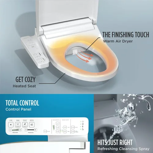 Miniatura 2 de TOTO® WASHLET® KC2 Asiento electrónico para bidé con asiento calefactado y tapa de cierre suave, redondo, blanco algodón - SW3023#01