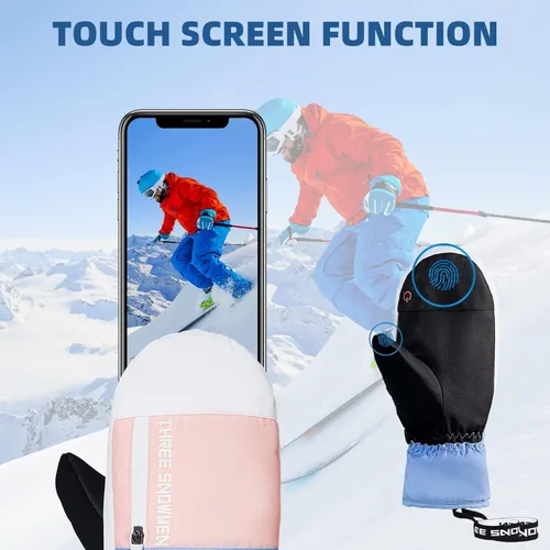 Miniatura 4 de Zando Guantes de esquí para hombres y mujeres, guantes de esquí para clima frío, guantes de nieve impermeables, guantes de snowboard para pantalla