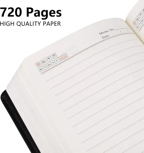 Miniatura 4 de SAYEEC Diario grueso A5 de 720 páginas, cuaderno grande de cuero con rayas, 360 hojas, cuaderno de escritura con bolígrafo, juego de regalo, diario