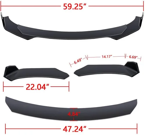 Miniatura 7 de x xotic tech Alerón Labio Universal para Parachoques Delantero Spoiler Barbilla Divisor Difusor Protector Ala Guardabarros Moldura Kit de Carrocería