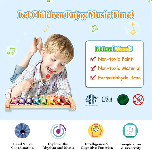 Miniatura 4 de Juego de instrumentos musicales para niños pequeños, 32 piezas, 19 tipos de instrumentos de percusión de madera, juguetes para niños que juegan